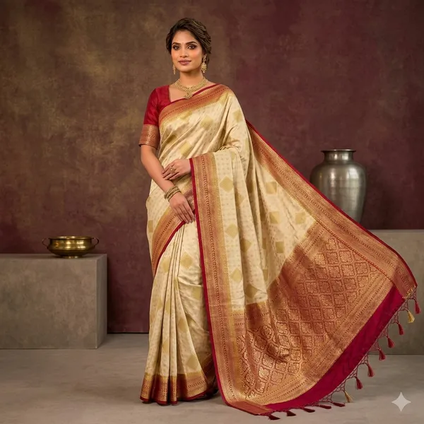 Gold_Maroon_Kanjivaram_Tissue_Silk_Zari_Woven_Saree_For_Women