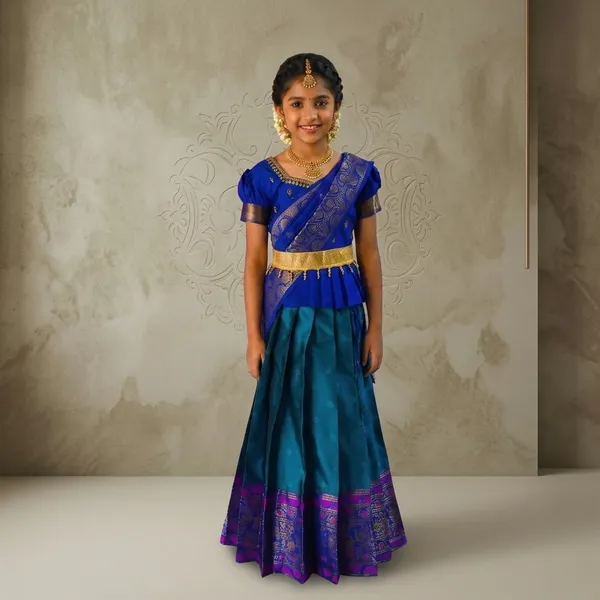 Blue_Lichi_Silk_Zari_Embroidered_Lehenga_Choli_For_Girls