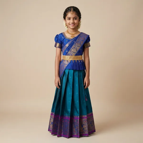 Blue_Lichi_Silk_Zari_Embroidered_Lehenga_Choli_For_Girls
