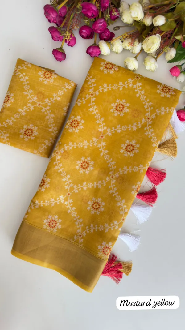 Yellow_Shimmer_Kota_Slub_Bandhani_Print_Gold_Border_Saree_For_Women