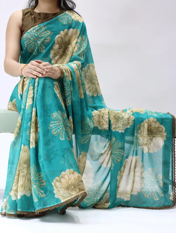 Blue_Weightless_Floral_Print_Lace_Border_Saree_For_Women