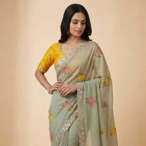Green_Yellow_Rangoli_Silk_Floral_Butta_Mirror_Embroidered_Saree_For_Women