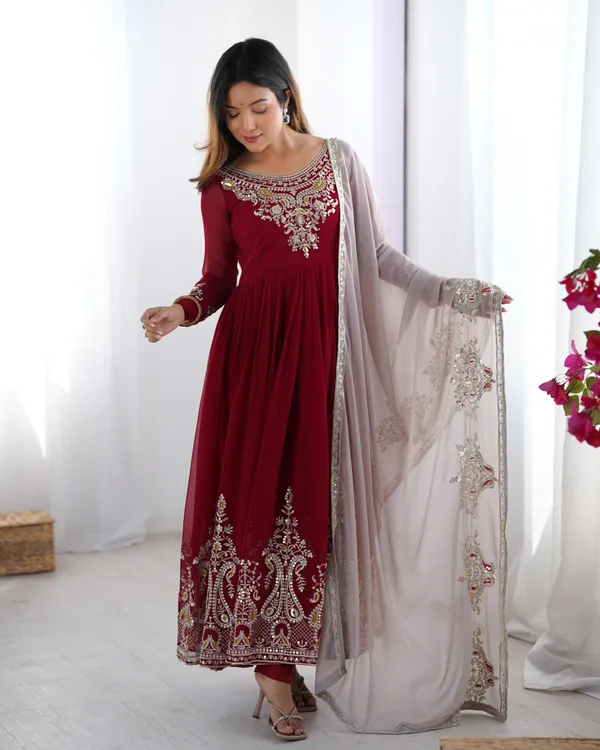 Maroon_White_Georgette_Embroidered_Anarkali_Suit_For_Women