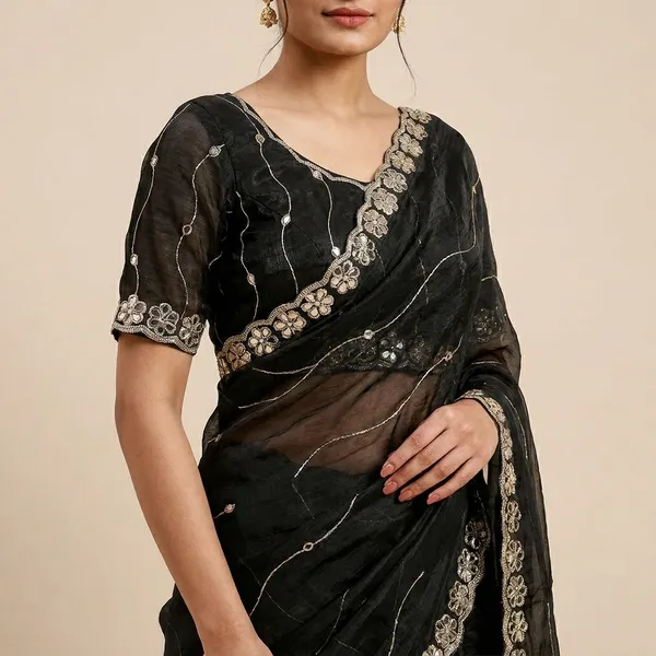 Black_Burberry_Silk_Mirror_Embroidered_Cutwork_Border_Saree_For_Women