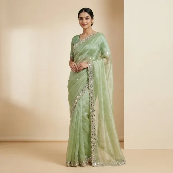 Green_Burberry_Silk_Embroidered_Mirror_Work_Saree_For_Women