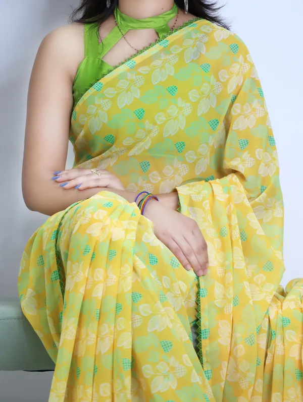 Yellow_Green_Weightless_Floral_Print_Lace_Border_Saree_For_Women