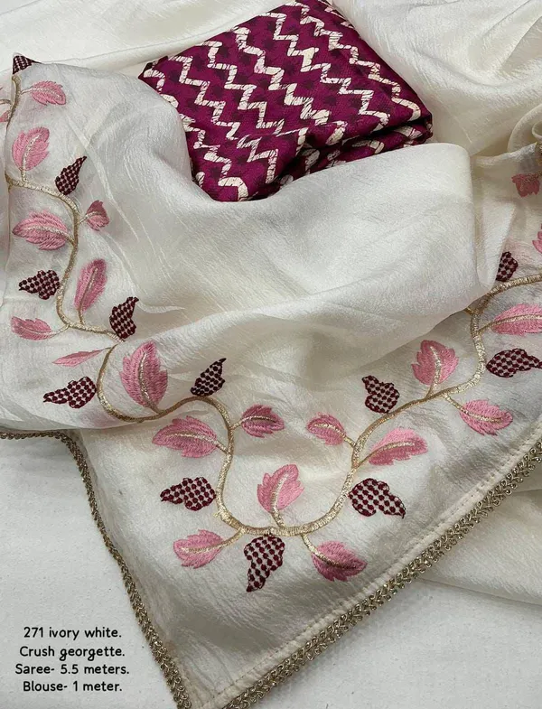 Ivory_White_Crush_Georgette_Leaf_Embroidered_Saree_For_Women