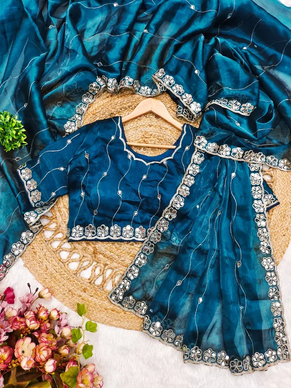 Blue_Burberry_Silk_Embroidered_Mirror_Work_Saree_For_Women