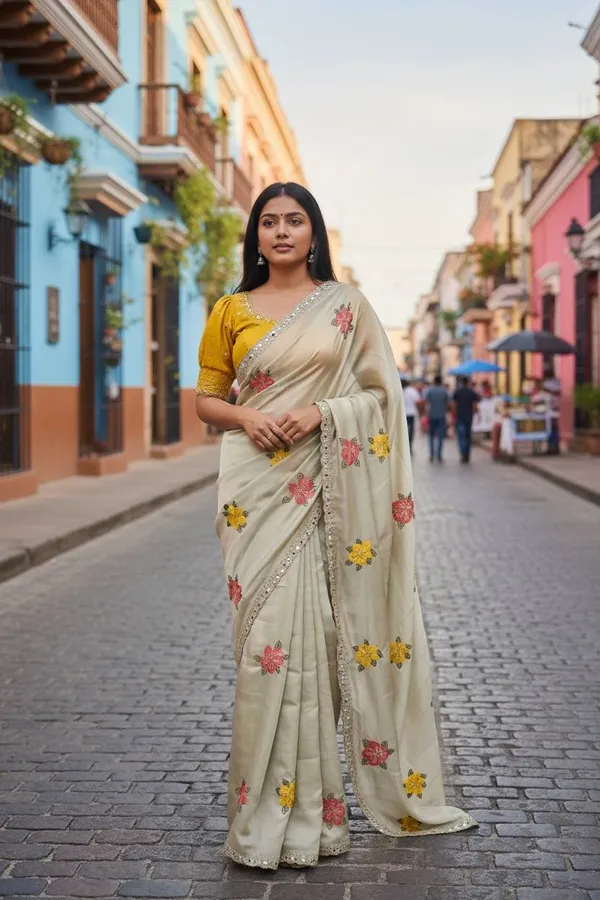 Beige_Viscose_Rangoli_Floral_Mirror_Embroidered_Saree_For_Women