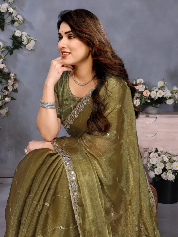 Green_Burberry_Silk_Embroidered_Mirror_Work_Saree_For_Women