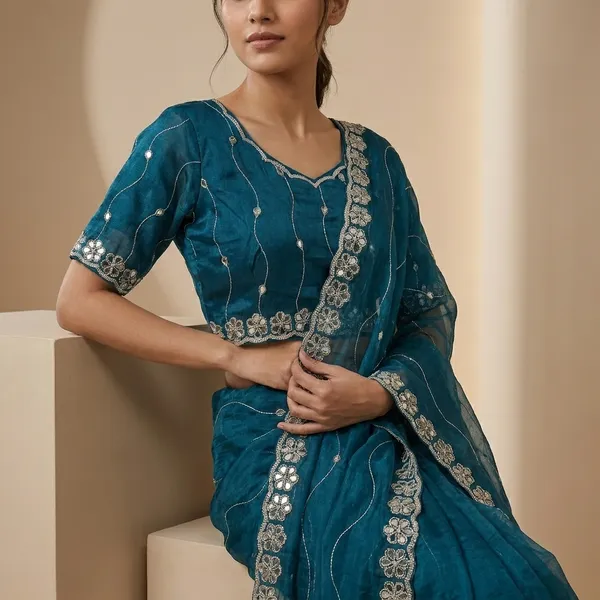 Blue_Burberry_Silk_Embroidered_Mirror_Work_Saree_For_Women