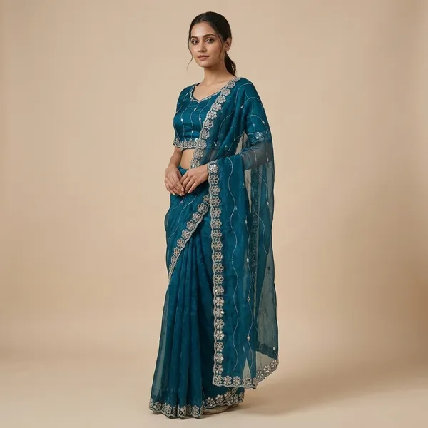 Blue_Burberry_Silk_Embroidered_Mirror_Work_Saree_For_Women