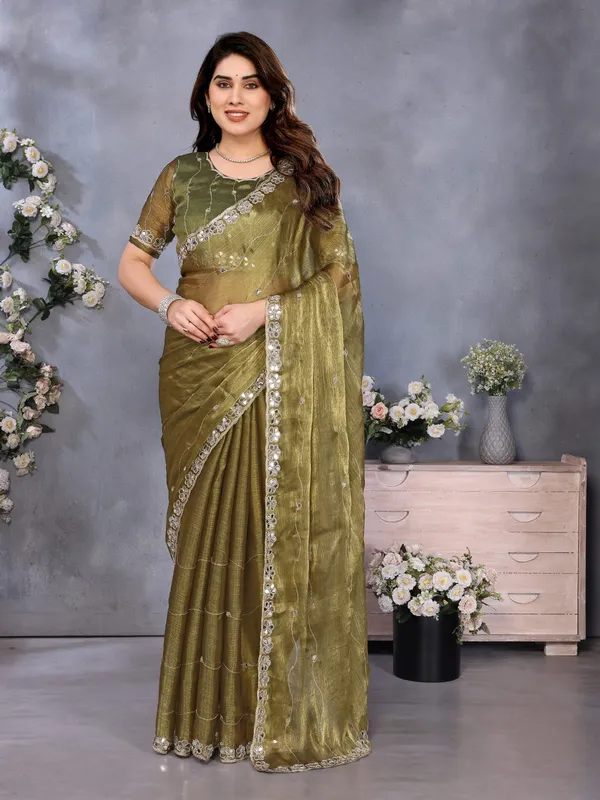 Green_Burberry_Silk_Embroidered_Mirror_Work_Saree_For_Women