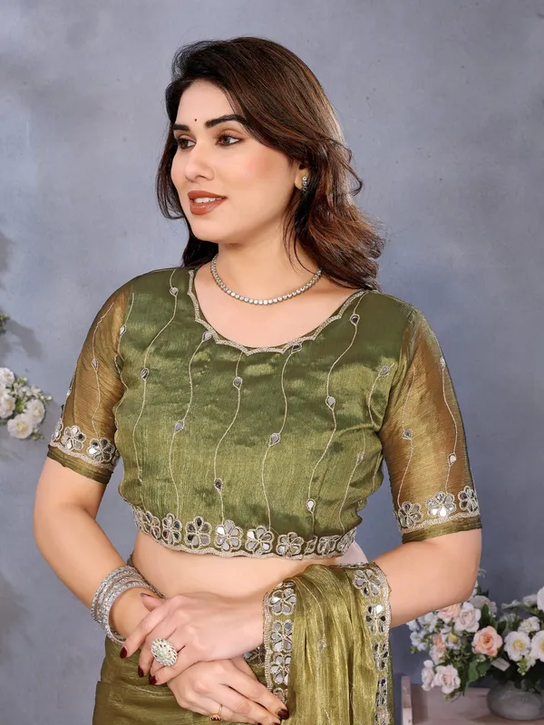 Green_Burberry_Silk_Embroidered_Mirror_Work_Saree_For_Women