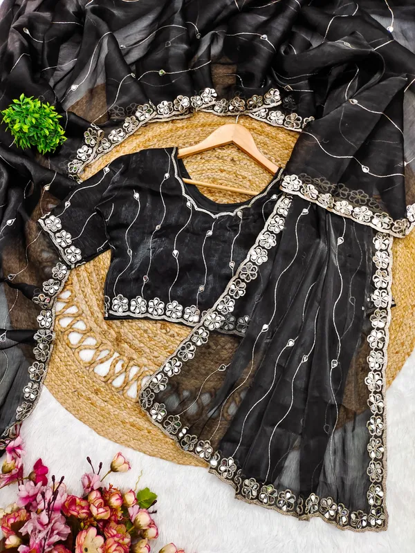 Black_Burberry_Silk_Mirror_Embroidered_Cutwork_Border_Saree_For_Women