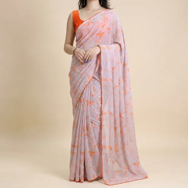 Orange_White_Weightless_Floral_Print_Lace_Border_Saree_For_Women
