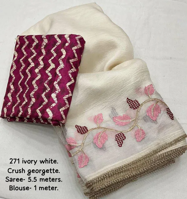 Ivory_White_Crush_Georgette_Leaf_Embroidered_Saree_For_Women