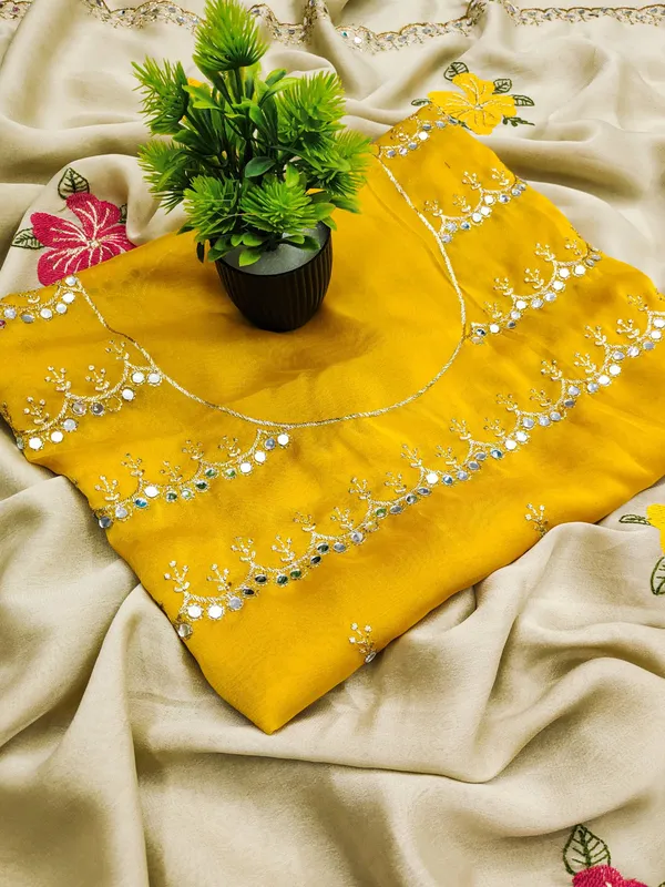 Yellow_Beige_Rangoli_Silk_Floral_Butta_Mirror_Work_Saree_For_Women
