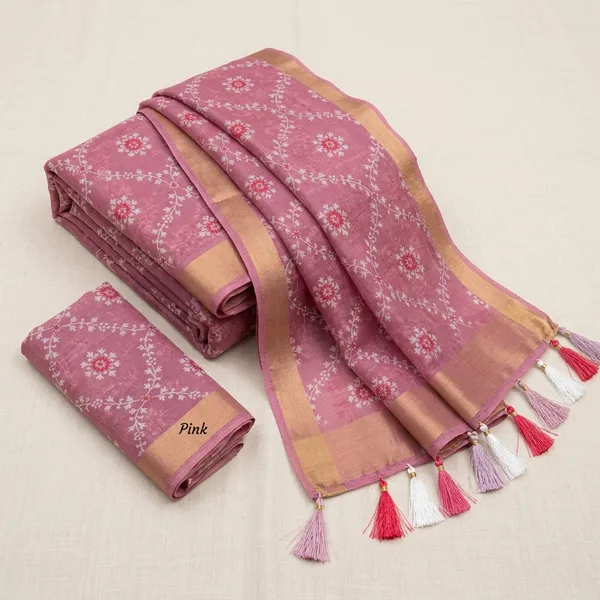 Pink_Shimmer_Kota_Slub_Bandhani_Print_Gold_Border_Saree_For_Women
