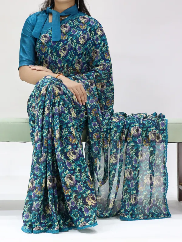 Blue_Weightless_Floral_Print_Lace_Border_Saree_For_Women