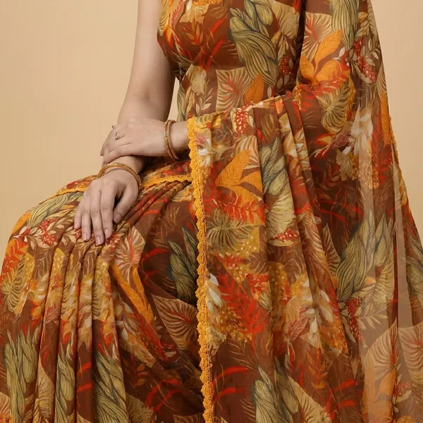 Brown_Weightless_Floral_Print_Lace_Border_Saree_For_Women
