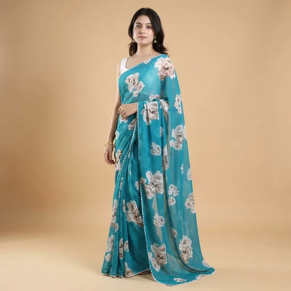 Blue_White_Weightless_Floral_Print_Lace_Border_Saree_For_Women