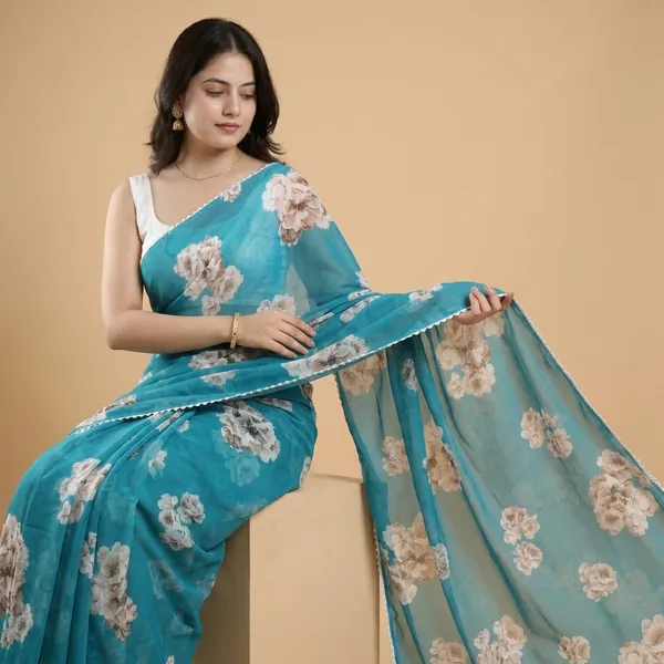 Blue_White_Weightless_Floral_Print_Lace_Border_Saree_For_Women