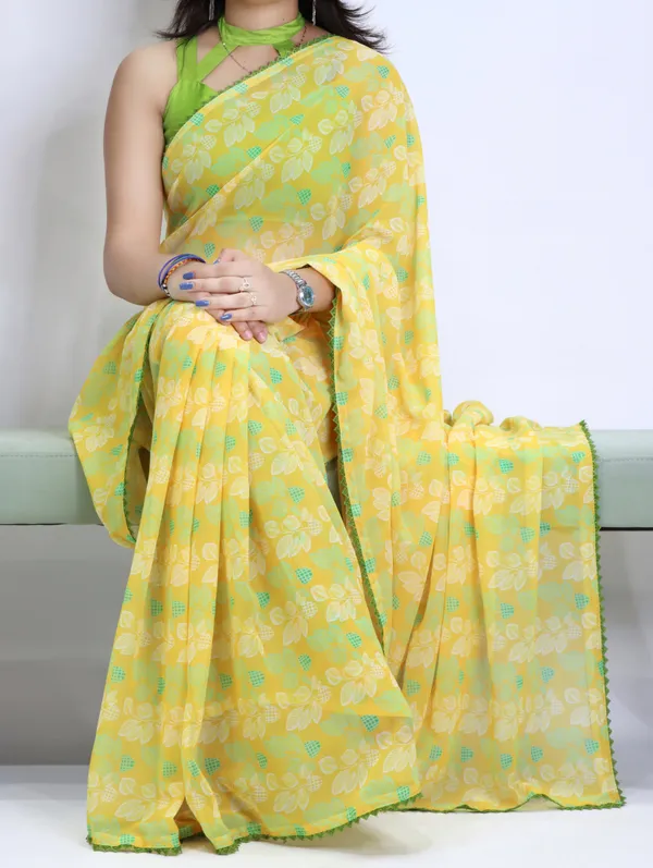 Yellow_Green_Weightless_Floral_Print_Lace_Border_Saree_For_Women