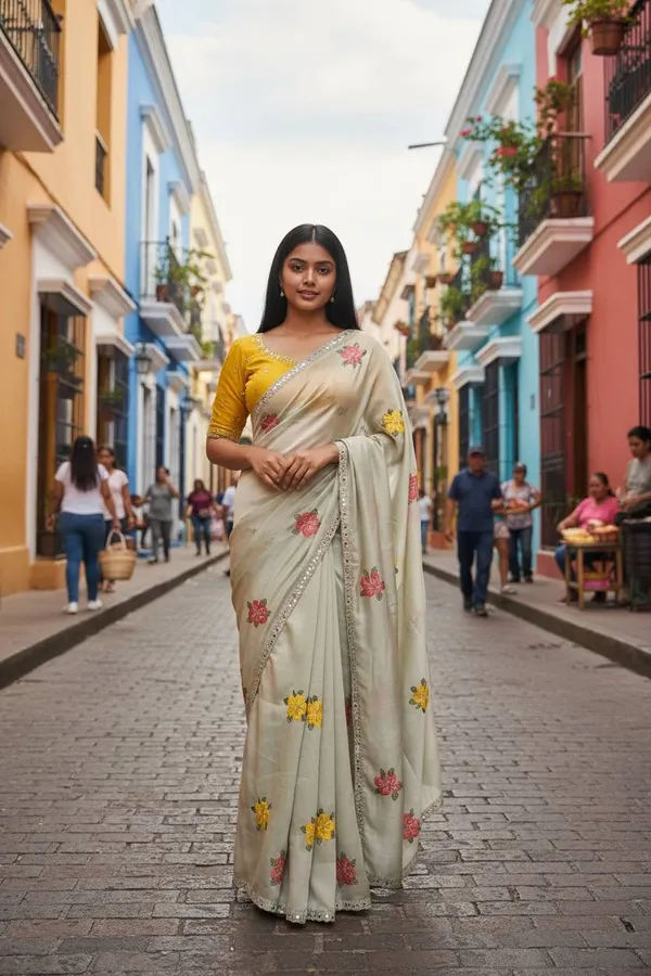 Beige_Viscose_Rangoli_Floral_Mirror_Embroidered_Saree_For_Women