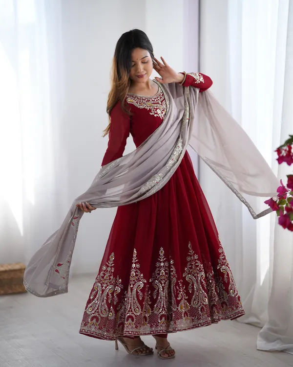 Maroon_White_Georgette_Embroidered_Anarkali_Suit_For_Women