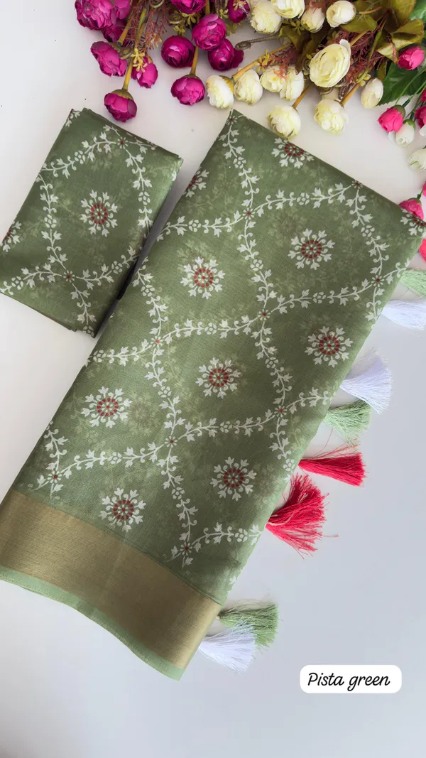 Green_Shimmer_Kota_Slub_Bandhani_Print_Gold_Border_Saree_For_Women