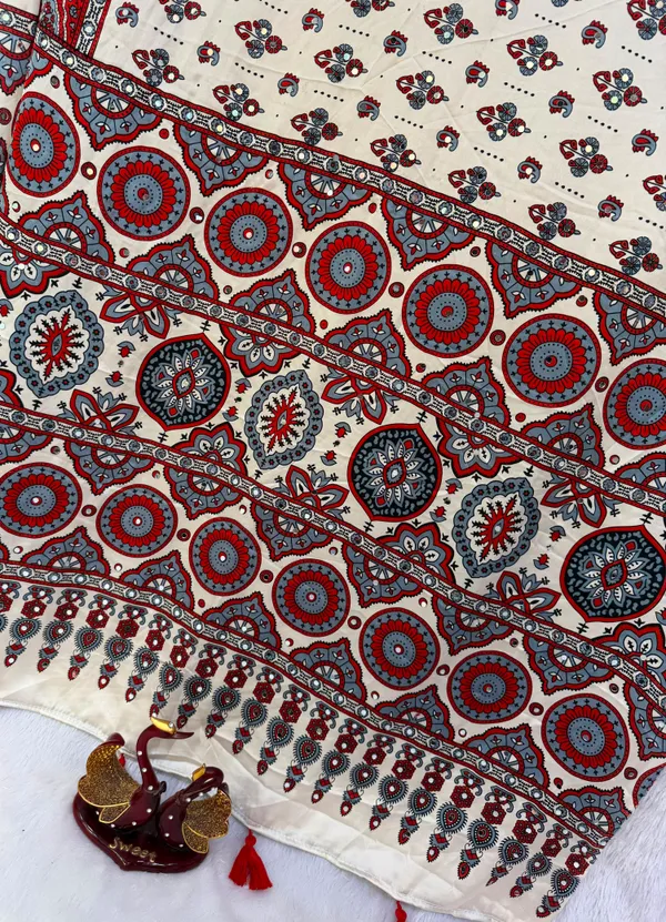 Riyvaa_Ajrakh_Print_Satin_Saree_with_Mirror_Work
