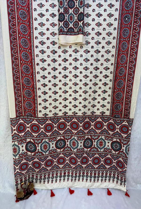 Riyvaa_Ajrakh_Print_Satin_Saree_with_Mirror_Work