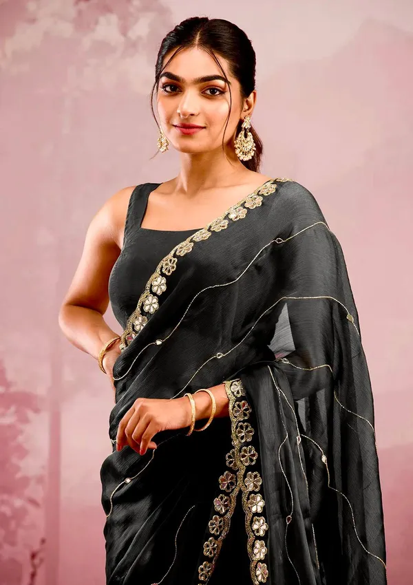 Black_Burberry_Silk_Mirror_Embroidered_Cutwork_Border_Saree_For_Women