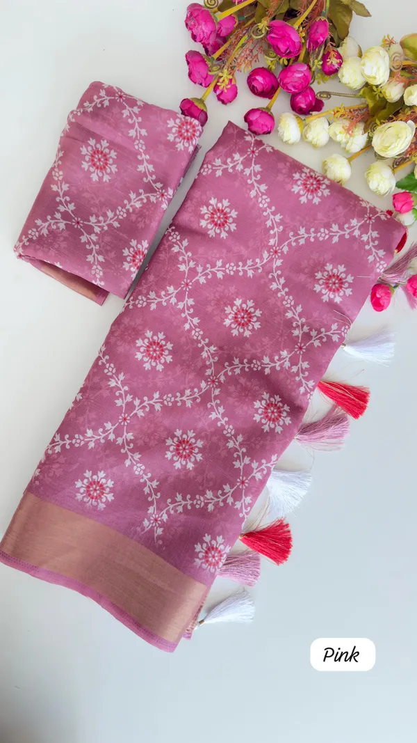 Pink_Shimmer_Kota_Slub_Bandhani_Print_Gold_Border_Saree_For_Women