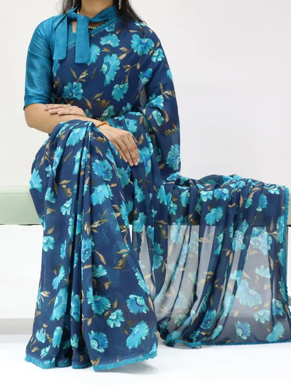 Navy_Blue_Weightless_Floral_Print_Lace_Border_Saree_For_Women