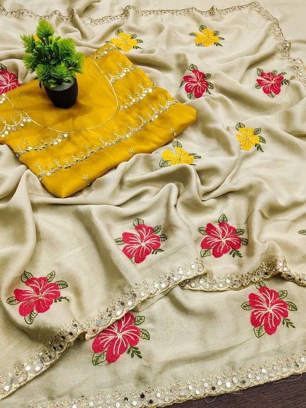 Yellow_Beige_Rangoli_Silk_Floral_Butta_Mirror_Work_Saree_For_Women