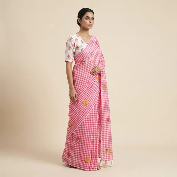 Red_White_Linen_Cotton_Digital_Print_Tassel_Pallu_Saree_For_Women
