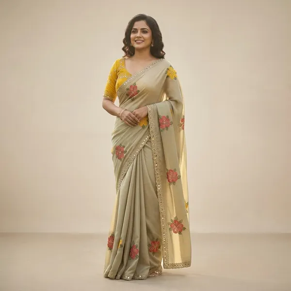 Beige_Viscose_Rangoli_Floral_Mirror_Embroidered_Saree_For_Women