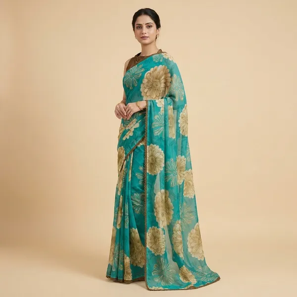 Blue_Weightless_Floral_Print_Lace_Border_Saree_For_Women
