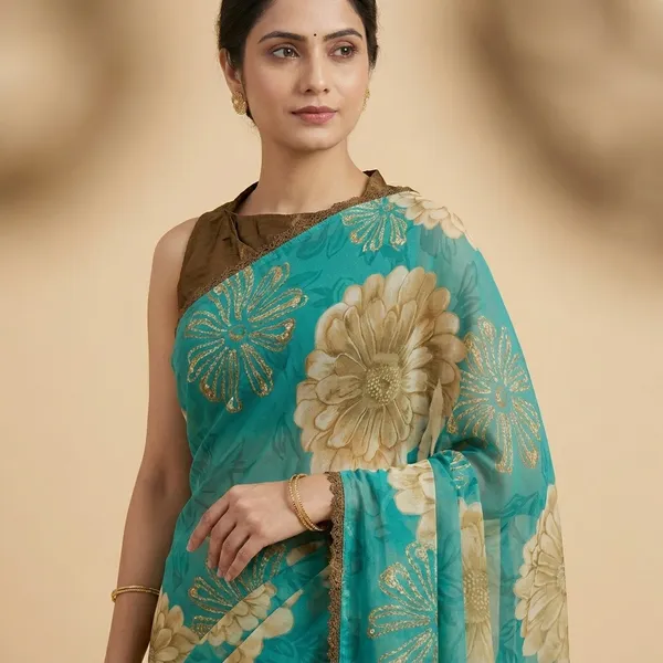 Blue_Weightless_Floral_Print_Lace_Border_Saree_For_Women