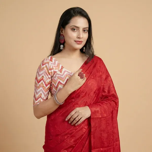 Red_Turkey_Silk_Woven_Butterfly_Saree_For_Women