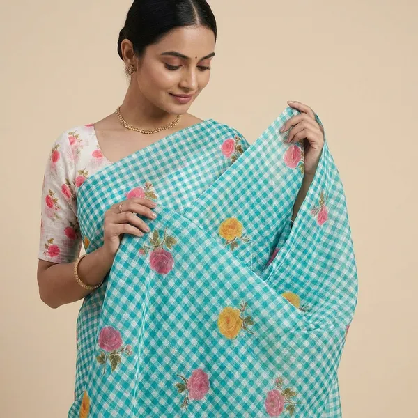 Blue_White_Linen_Cotton_Digital_Print_Tassel_Pallu_Saree_For_Women