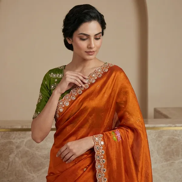 Red_Green_Rangoli_Silk_Embroidered_Mirror_Work_Saree_For_Women