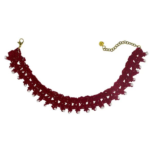 Maroon_And_Olive_Green_Crochet_Wool_White_Bead_Choker_Necklace_For_Women