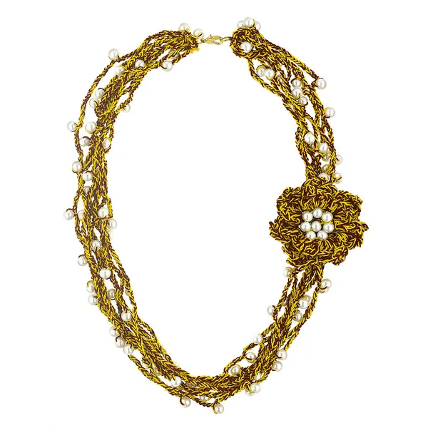Mustard_And_Black_Alloy_Crochet_Thread_Side_Flower_Necklace_For_Women