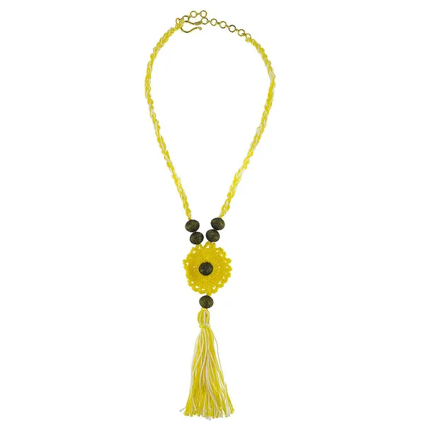 Yellow_Crochet_Wool_Flower_Tassel_Choker_Necklace_For_Women