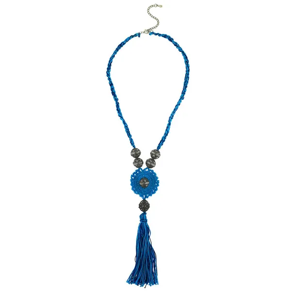 Blue_Crochet_Wool_Flower_Tassel_Choker_Necklace_For_Women