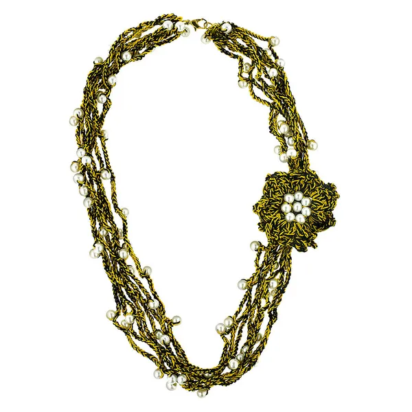 Multicolor_Alloy_Crochet_Thread_Side_Flower_Necklace_For_Women