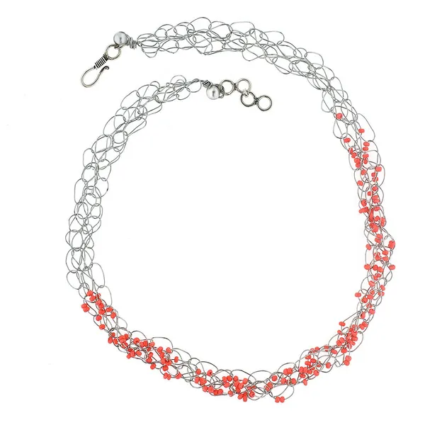 Peach_Alloy_Crochet_Wire_Seed_Bead_Necklace_For_Women
